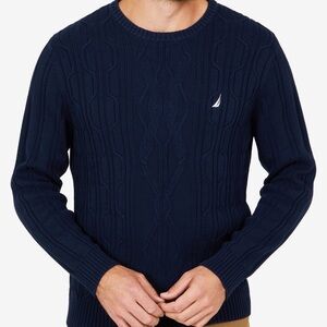 Pre-owned Nautica Men's Size MEDIUM Cable Knit Crew neckline Sweater GREY